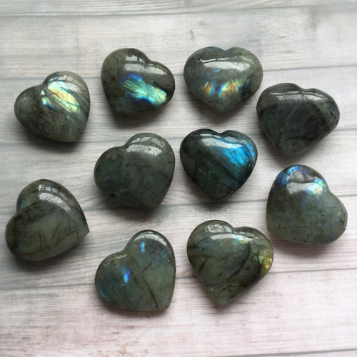 Labradorite Heart Palm Stones